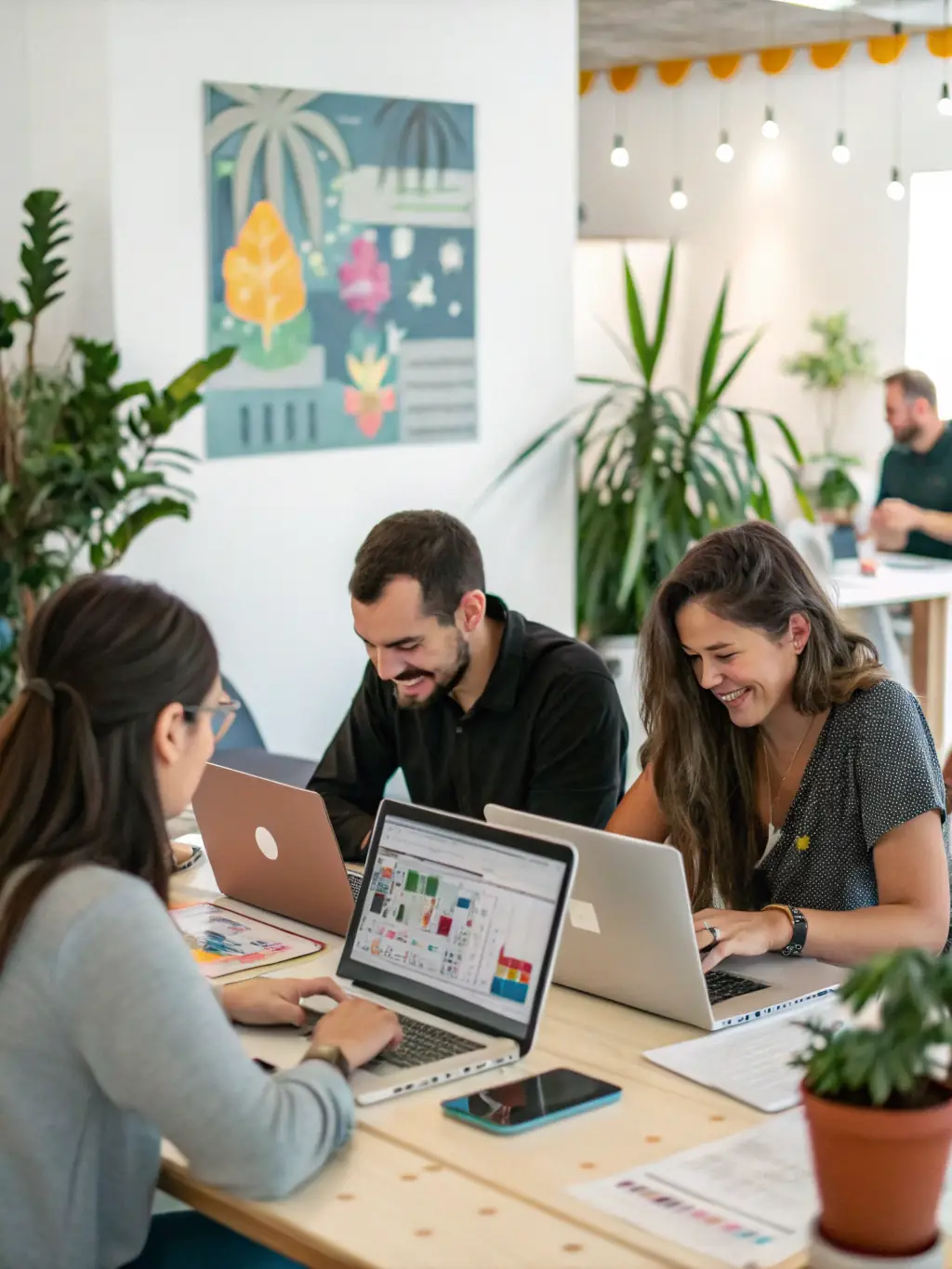 An image of a marketing team analyzing data and creating digital campaigns tailored for electronics brands, showcasing targeted marketing strategies.